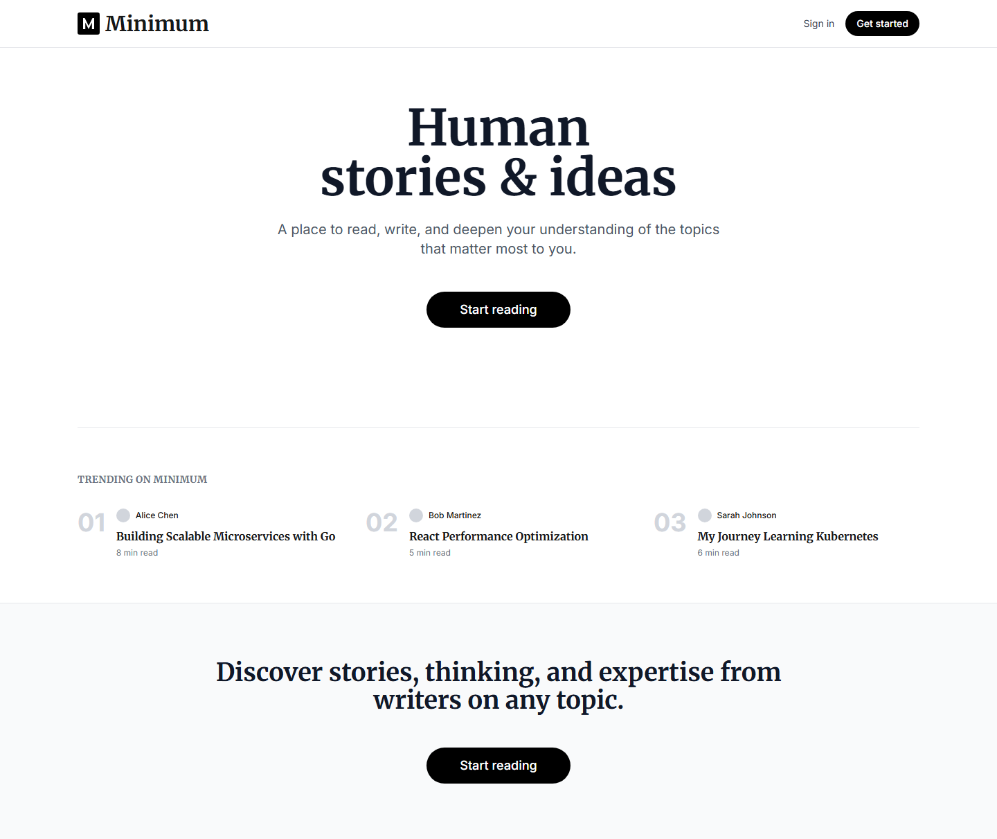 Minimum Blog Platform